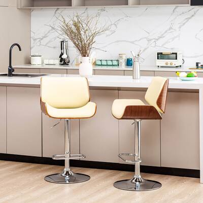 Glitzhome Mid-century Modern Height-adjustable Swivel Counter Bar Stool