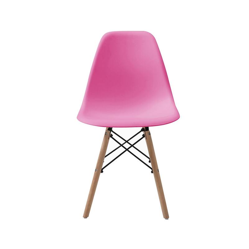 Modern Eiffel Dining Chair in Wood Base (Set of 4) - Pink