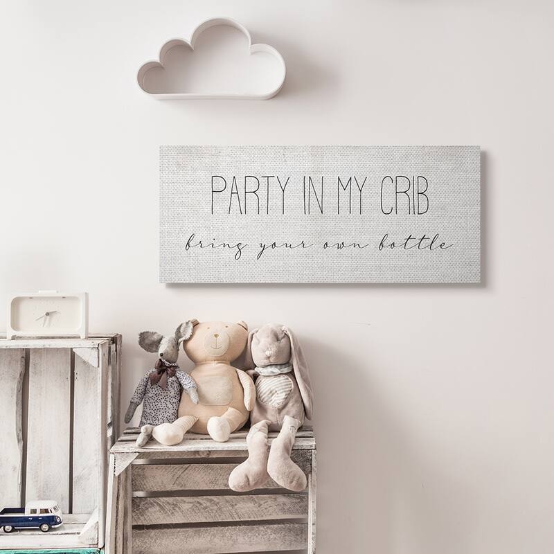 Stupell Party in Crib Quote BYOB Baby Bottle Humor Canvas Wall Art