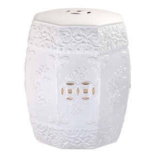 Safavieh Home Collection Bayon White Ceramic Decorative Garden Stool