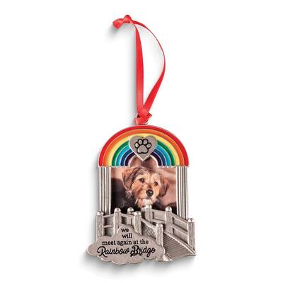 Curata Rainbow Bridge Silver-Tone and Enameled 1.5x1.25 Inch Photo Ornament