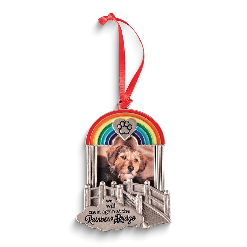Curata Rainbow Bridge Silver-Tone and Enameled 1.5x1.25 Inch Photo Ornament