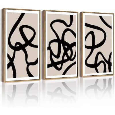 Black Lines Abstract Wall Art Ink Wash Minimalist