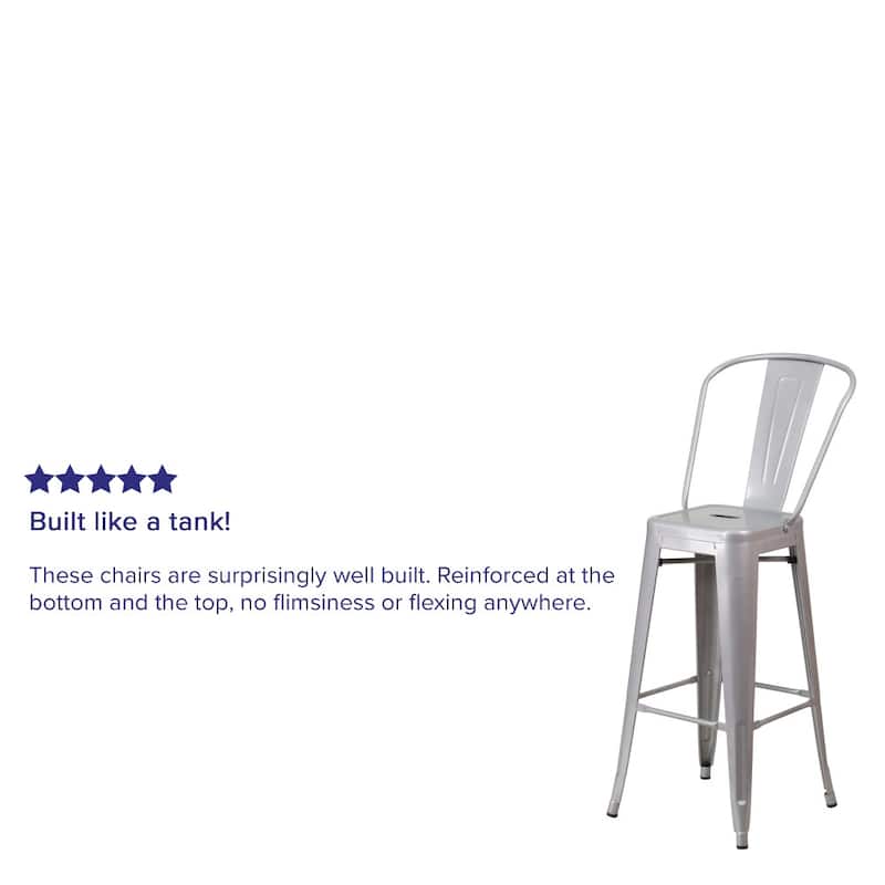 30'' High Metal Indoor-Outdoor Barstool with Back