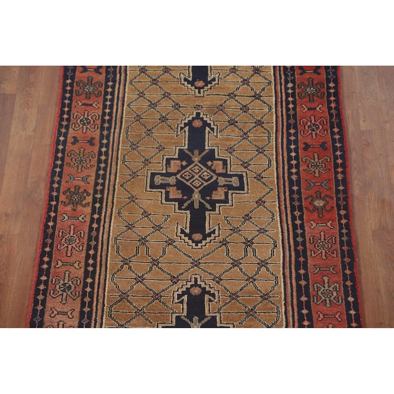 Koliaei Persian Vintage Runner Rug Hand-Knotted Wool Carpet - 3'5" x 12'5"
