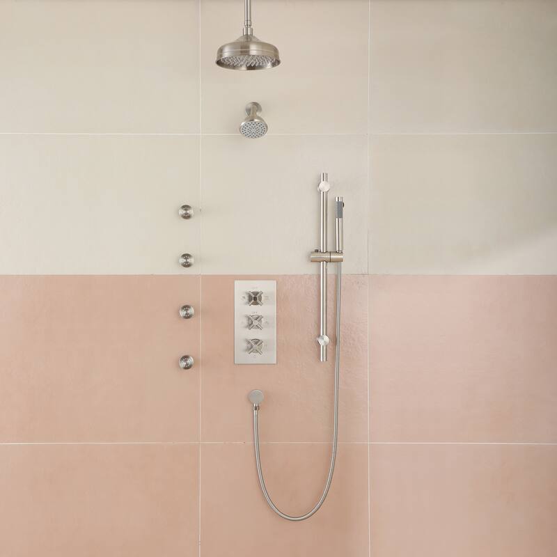 8-In Ceiling Mounted Shower System with Sliding Bar and 4 Body Sprays