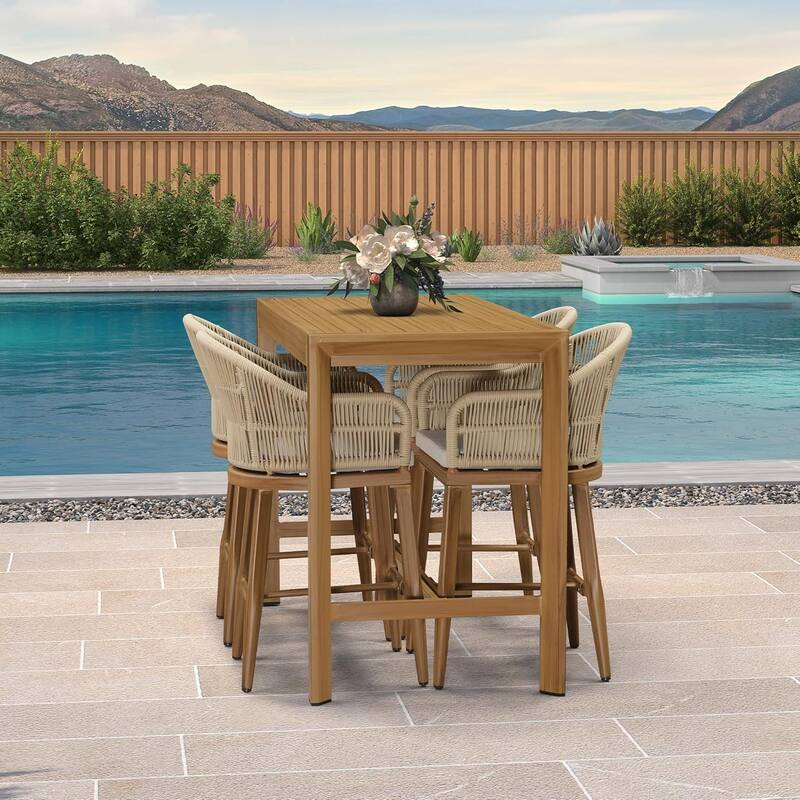 PURPLE LEAF Outdoor Counter Bar Stools Set of 4 Patio Aluminum Barstools with Back and Cushions Metal Modern Wicker Chairs