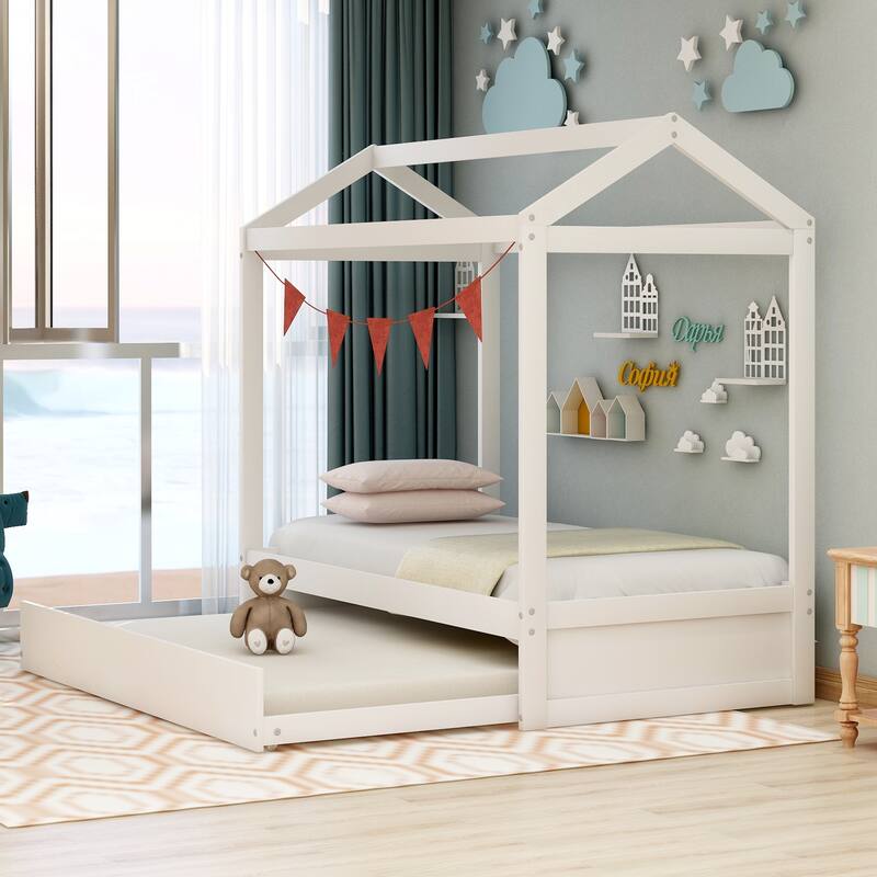 White House Bed with Trundle