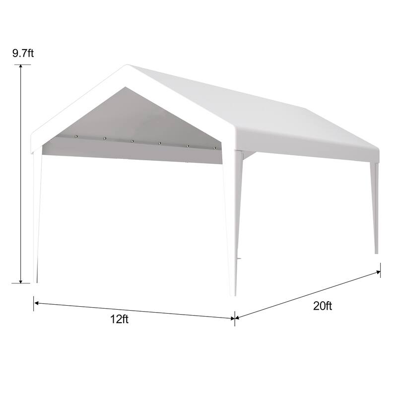 12x20FT Heavy-Duty Carport Canopy, Waterproof UV Resistant, 76 Buckles
