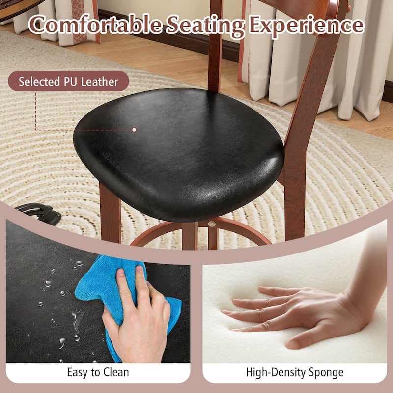Costway 23.5" Bar Stool Set of 2/4 with Curved Backrest & Footrest - See Details