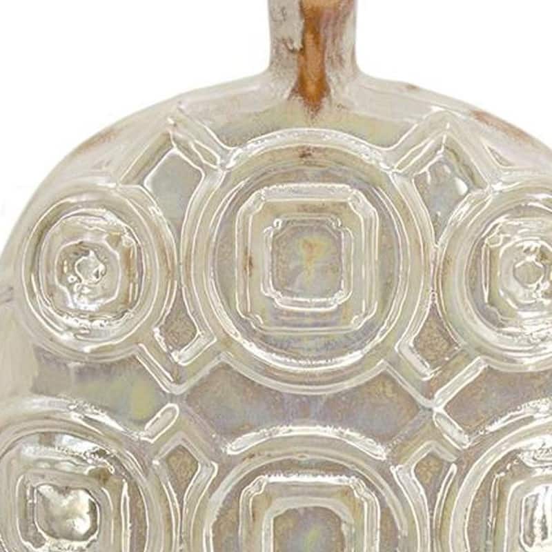 16" Cream Geometric Ceramic Bud Table Vase - 9.10