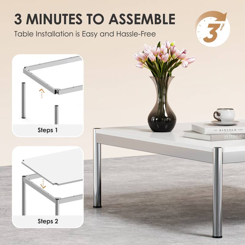 39inch Coffee Table Square Tea Table Polished Stainless Steel