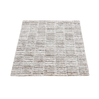 Shahbanu Rugs Taupe, Modern Patchwork Design, Hand Loomed, 100% Wool ...
