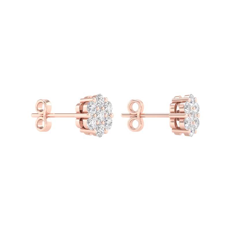 De Couer 1/5ct-2ct TDW Diamond Cluster Stud Earrings in 10k Rose Gold for Women