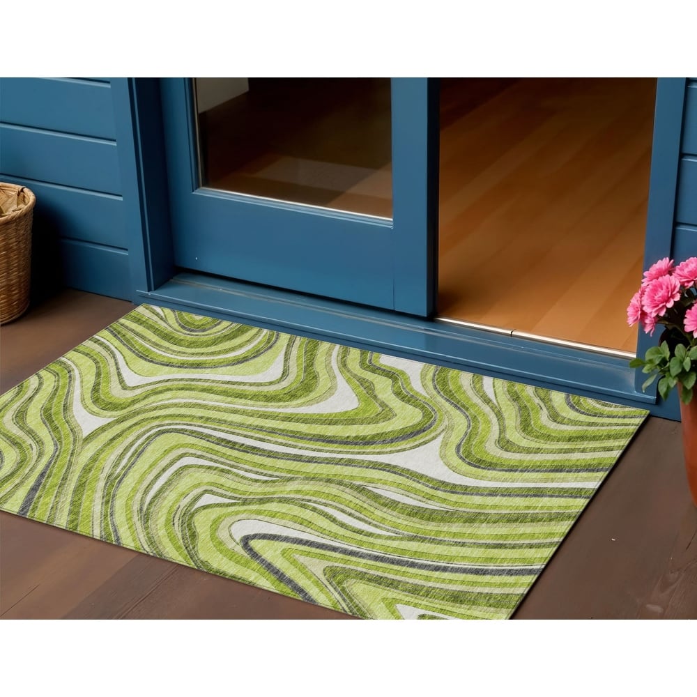 HomeRoots Abstract Transitional Rectangle Outdoor Rug