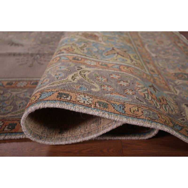 Beige & Gray Tabriz Persian Vintage Area Rug Handmade Wool Carpet - 9'4"x 12'5"