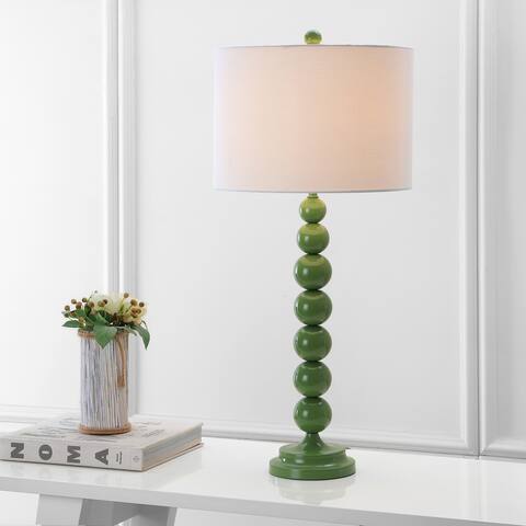 SAFAVIEH Lighting 31-inch Jenna Stacked Ball Green Table Lamp (Set of 2) - 14"x14"x31.5"