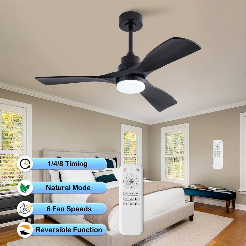 42" Ceiling Fans w/ Lights and Remote, Noiseless Reversible DC Motor