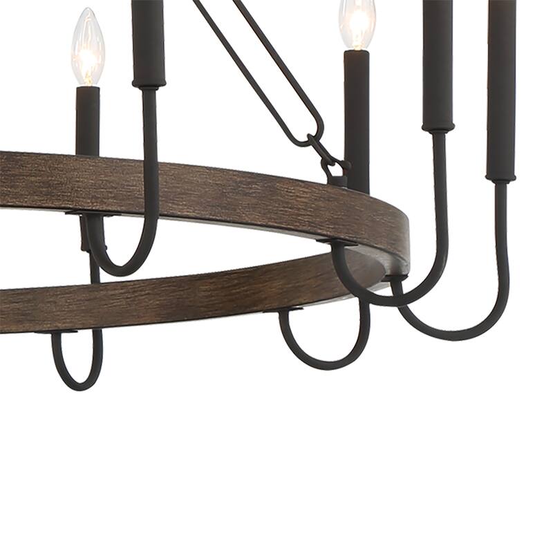 Kiro 12-light 46In Farmhouse Candle Wagon Wheel Chandelier with UL Certified