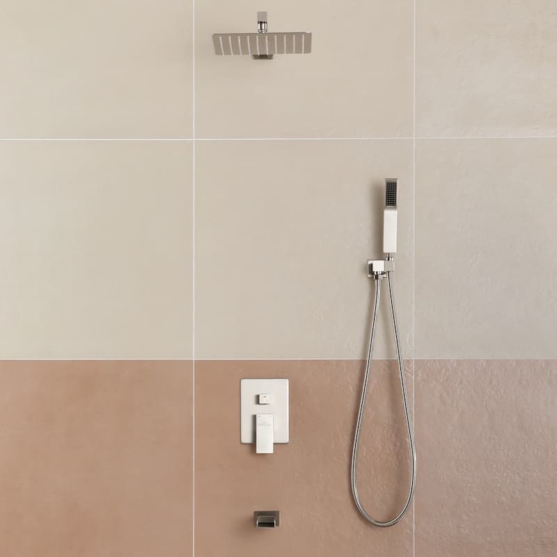 3-Function 10/12-In Wall Mounted Shower System with Handheld Shower