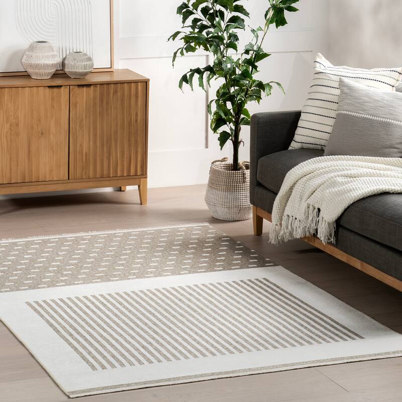 Nuloom Ofeliya SuperiorWash Geometric Reversible Machine Washable Area Rug - 4' x 6' - Beige