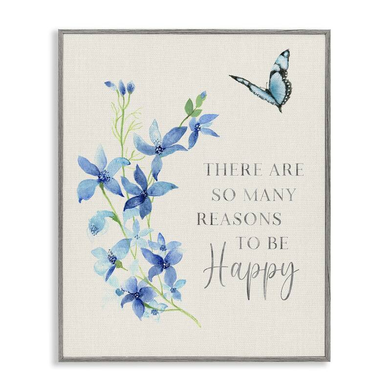 Stupell Reasons To Be Happy Floral Framed Giclee Art Design By Janet Tava - 24 x 30 - Grey
