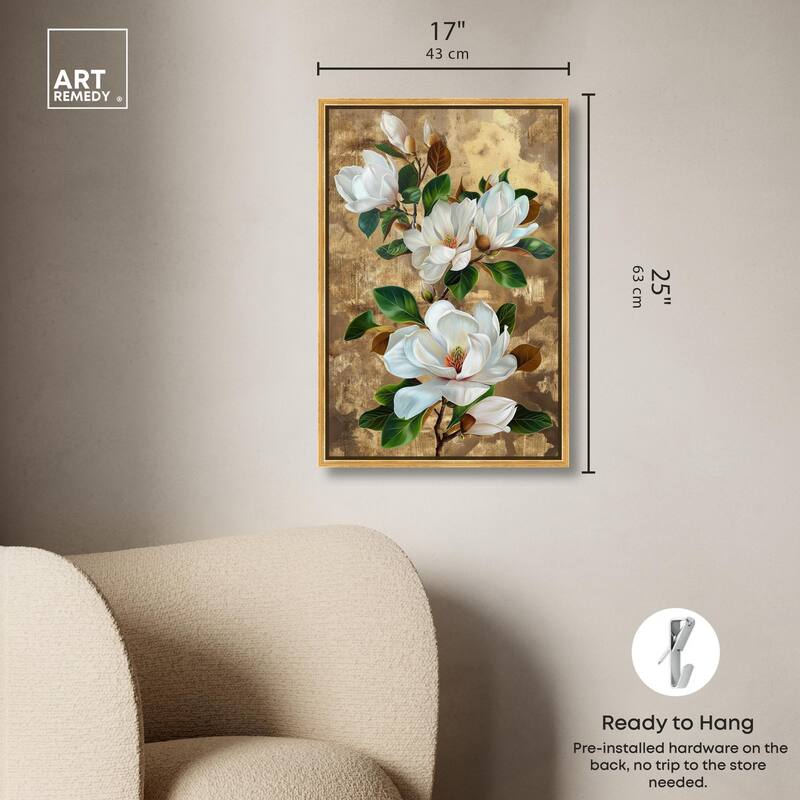 Guilded White flora Canvas by Art Remedy