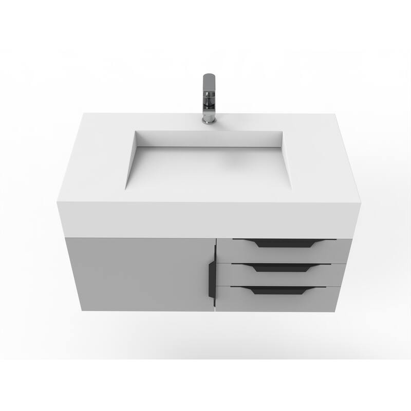 Nile 36-Inch Wall Mounted Bathroom Vanity Set w/ White Top