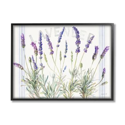 Stupell Lavender Floral Cluster Farmhouse Bistro Stripes Framed Wall Art - Multi-Color