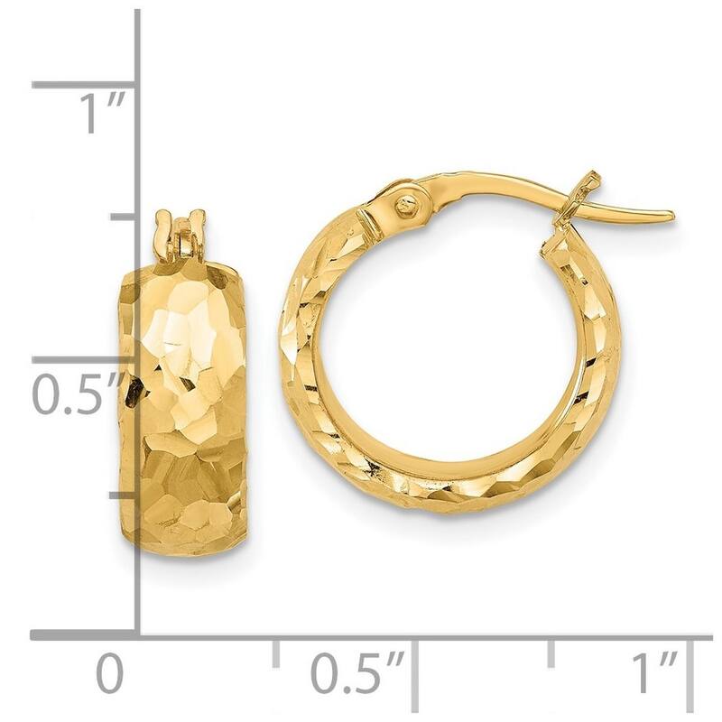 Curata 14k Yellow Gold Polished and Sparkle Cut 6mm Hoop Earrings - 17x15.5mm