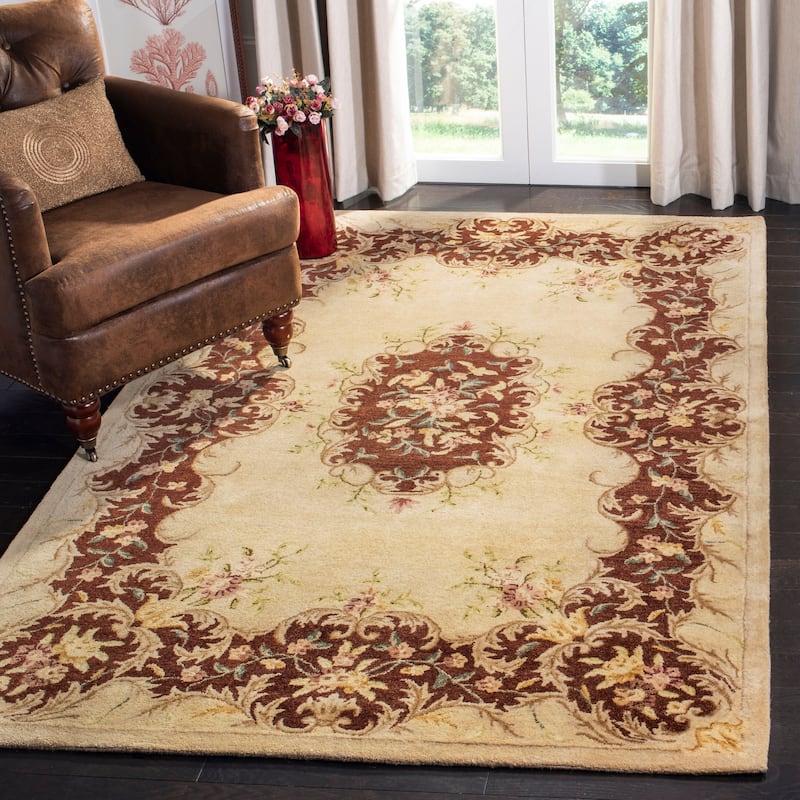 SAFAVIEH Handmade Bergama Folkea Oriental Hand-spun Wool Rug - 9'6" x 13'6" - Ivory/Rust