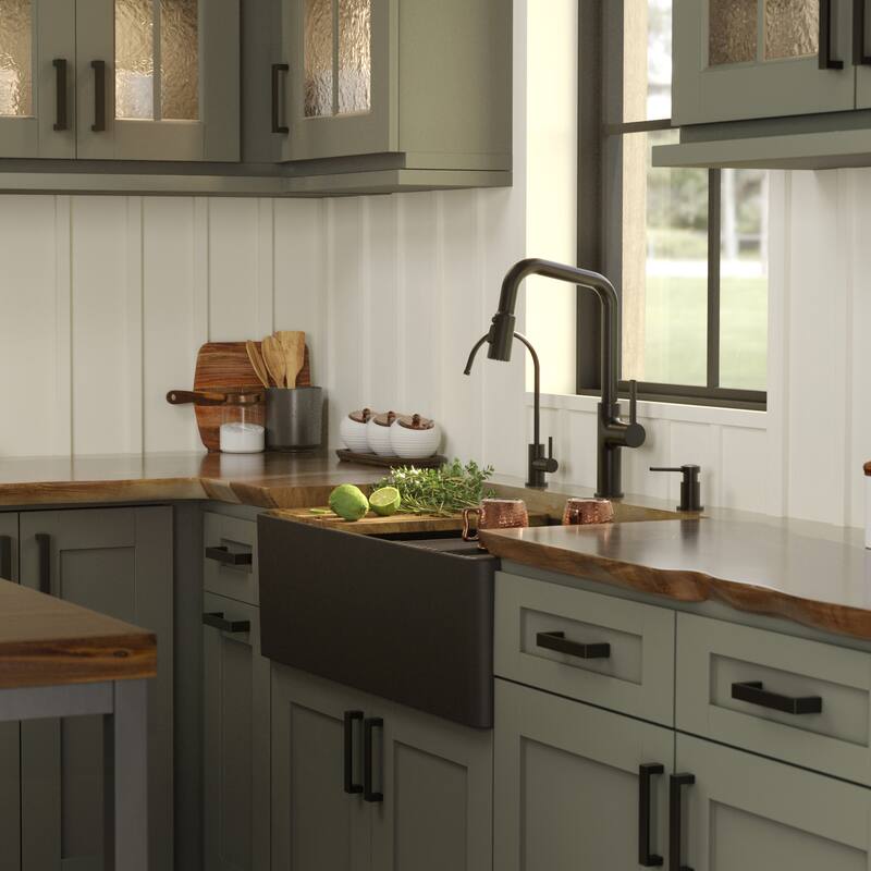 Karran 33" Double Bowl Workstation Fireclay Kitchen Sink with Reversible Fluted Apron Front