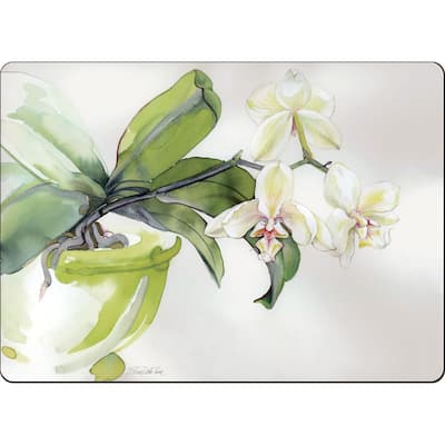 Cala Home Hardboard Placemats - White Orchid - Set of 4 - 15.5x11.25x.233