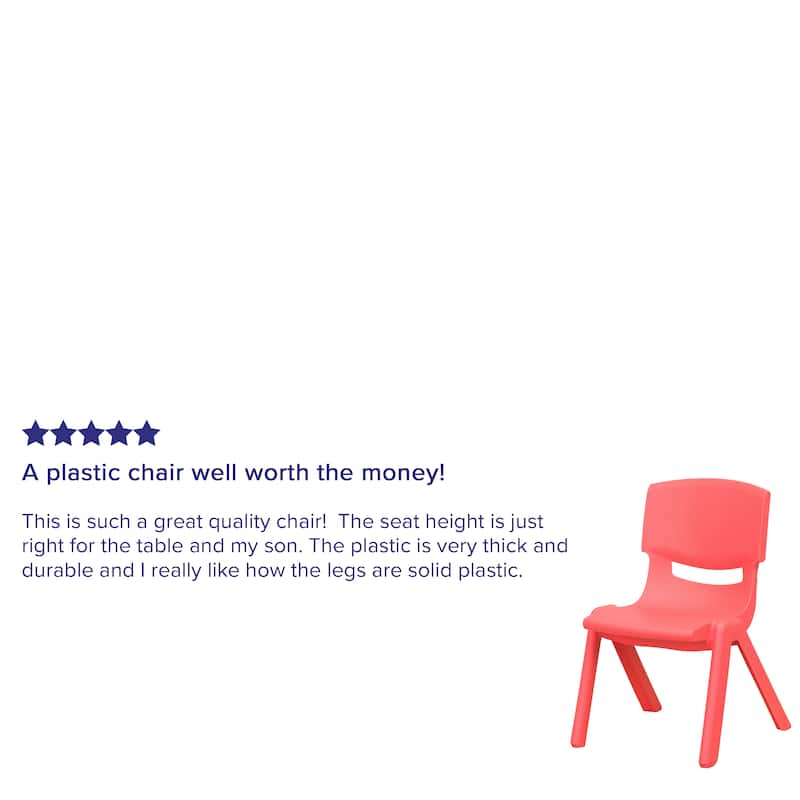 10PK Plastic Stackable Preschool Chair, 10.5" Seat Height - 14"D x 12.5"W x 20"H