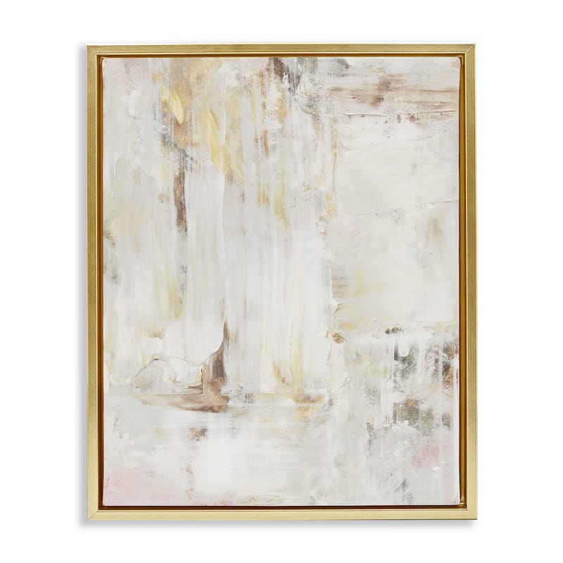 Stupell Natural Muted Abstract Framed Floater Canvas Wall Art Design By Victoria Barnes - 17 x 21 - Gold