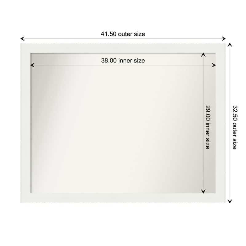 Vanity White Narrow Framed Non-Beveled Custom Wall Mirror, Bathroom Vanity Mirror - Outer Size: 41.5 x 32.5