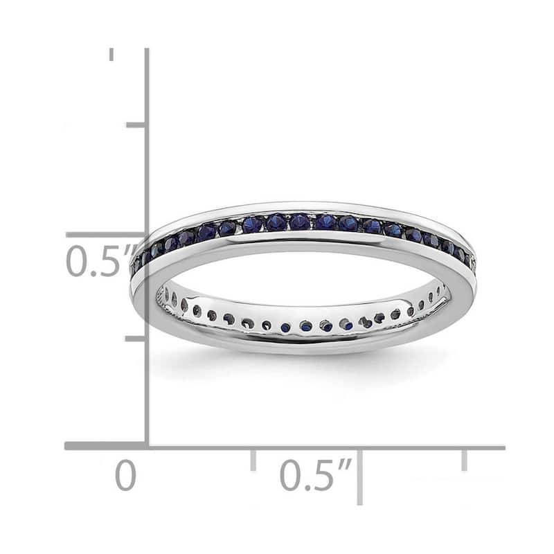 Curata 2.5mm 925 Sterling Silver Channel set Stackable Expressions Polished Created Sapphire Ring