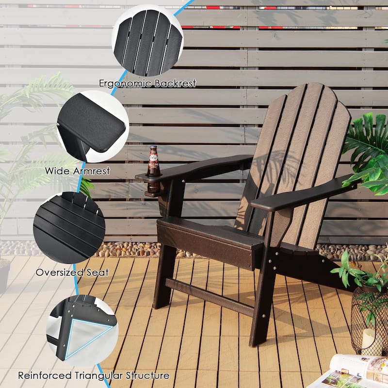 Costway 4PCS Patio Adirondack Chair Weather Resistant Garden Deck - 34'' x 31'' x 37''