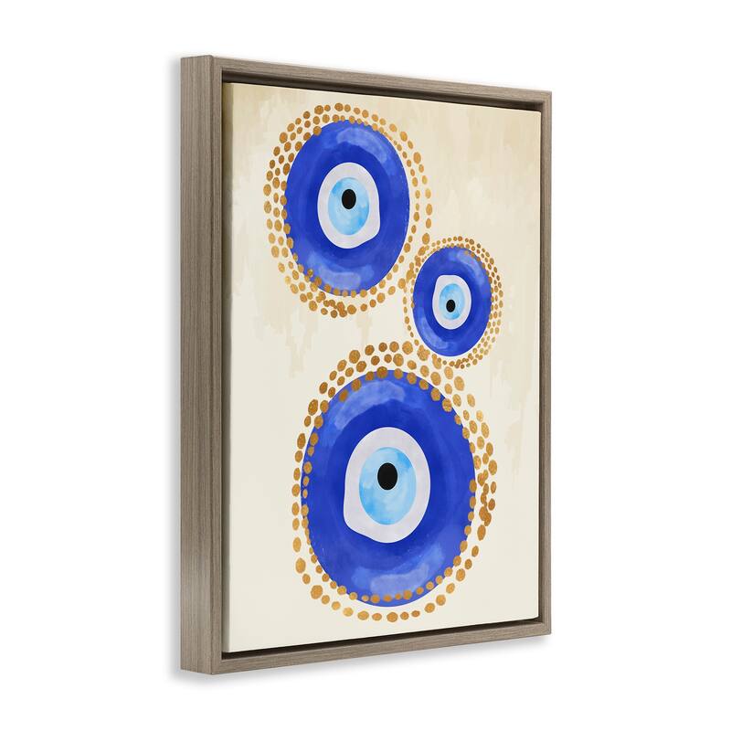 Stupell Round Blue Evil Eye Pattern Lustrous Dotted Detail Floater Frame, Design by Two Smart Blondes