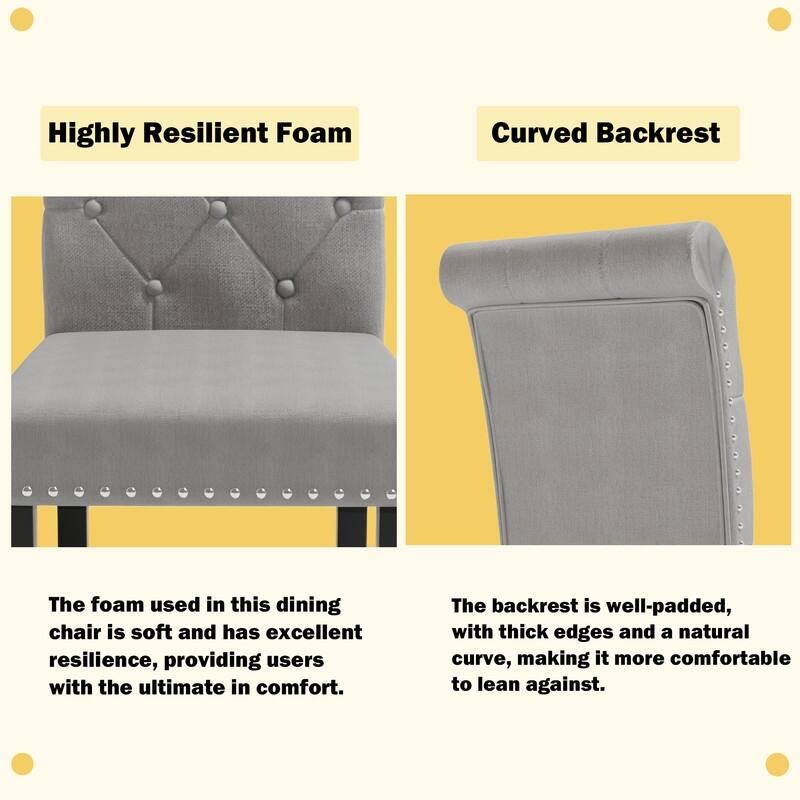 High-Back Tufted Nailhead Upholstered Dining Chairs (Set of 4)
