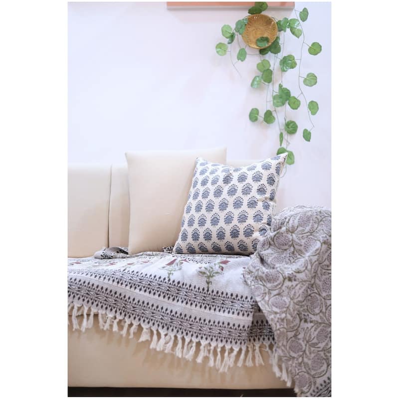 Fabdivine Linen Bohemian Block print pillow Cover