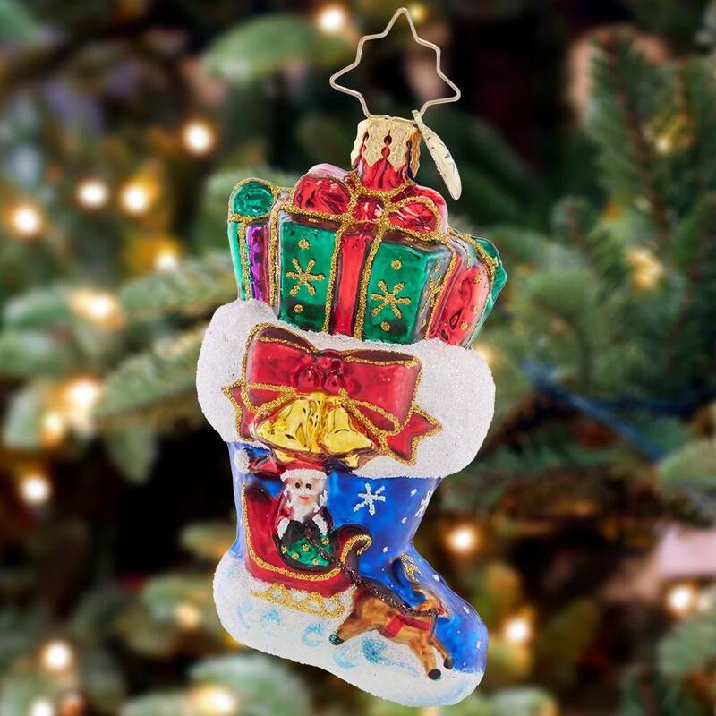 Night Before Christmas Stocking Gem Glass Christmas Ornament 1021430