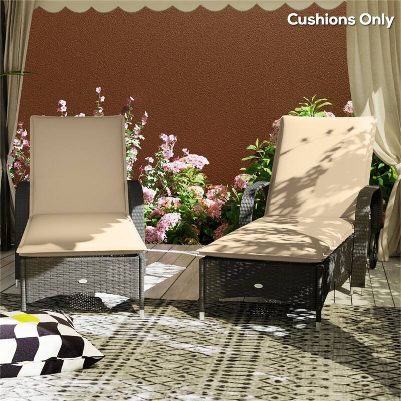 Polyester Foam Outdoor Lounge Chair Cushions Set of 2 - 76" L x 22.8" W x 2.4" D