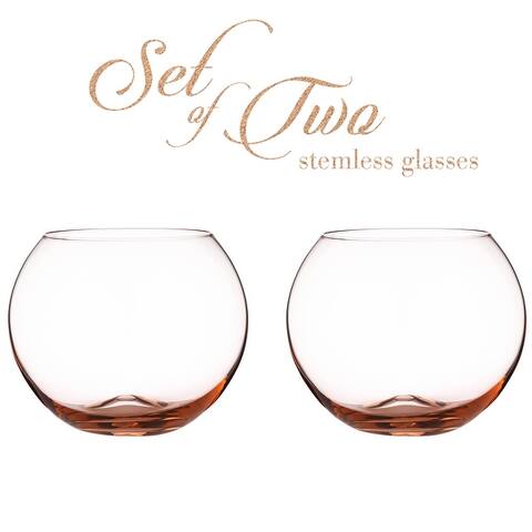 Berkware Set of 2 Sparkling Colored Stemless Wine Glass