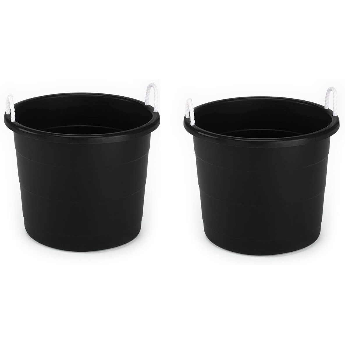 Life Story 17 Gal Flexible Plastic Storage Bucket w/ Rope Handles, Black, 8  Pack