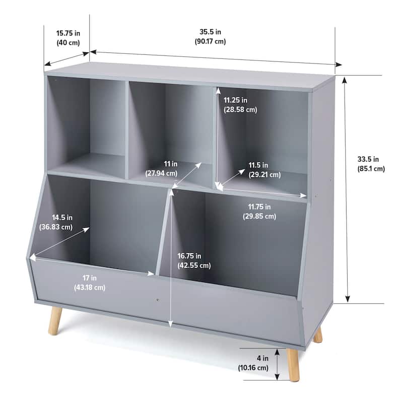 Badger Basket 5-Bin Storage Cubby with Feet - 35.5" x 15.75" x 33.5"