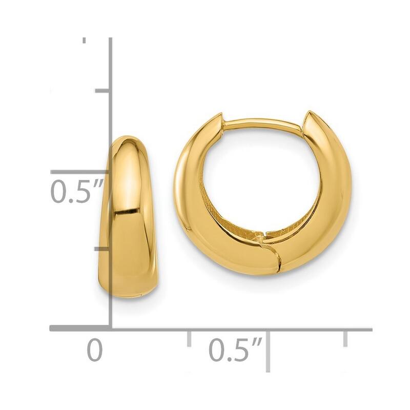 Curata 10k Yellow Gold 15x6mm Polished Graduated Hinged Hoop Earrings