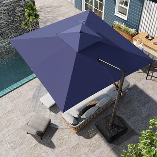 Pellebant 12ft Double Top Patio Cantilever Umbrella Aluminum Outdoor Square without Base