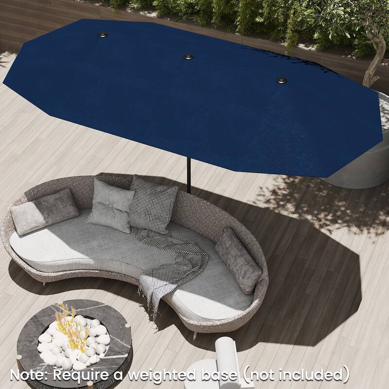 Polyester Double-Sided Patio Umbrella with Crank Handle