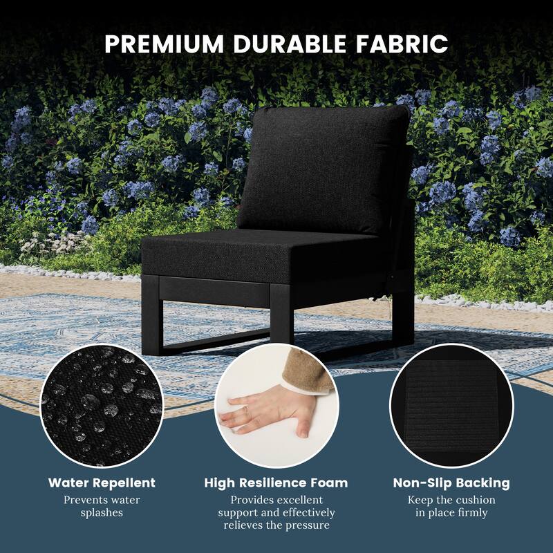 Endless Patio Deep Seating Armless Chair with Black Frame